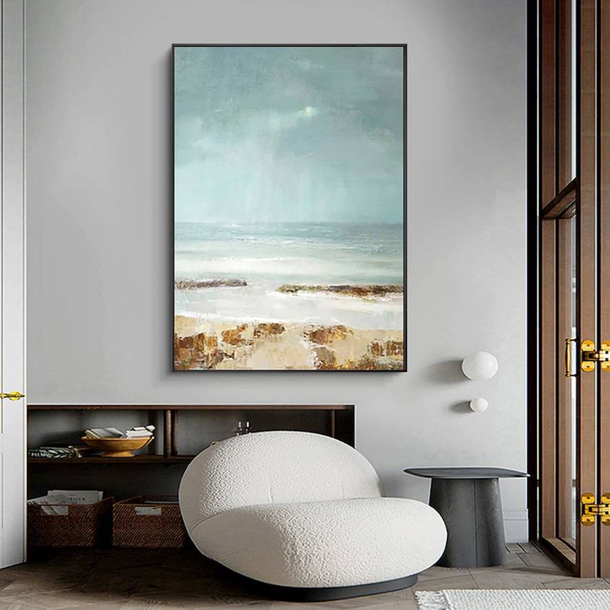 You Original Coastal Sunset Abstract Canvas Wall Art N7LEN